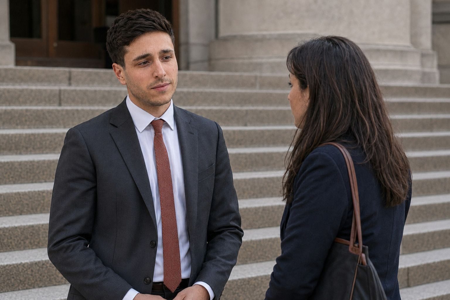 Mikhail Usher on the steps of a federal courthouse